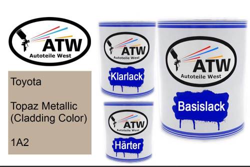 Toyota, Topaz Metallic (Cladding Color), 1A2: 1L Lackdose + 1L Klarlack + 500ml Härter - Set, von ATW Autoteile West.